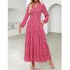 image:imageZESICA Spring Dresses for Women 2026 Long Sleeve Boho Floral V Neck Empire Waist A Line Casual Flowy Wedding Guest Maxi DressRed