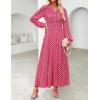 image:imageZESICA Spring Dresses for Women 2026 Long Sleeve Boho Floral V Neck Empire Waist A Line Casual Flowy Wedding Guest Maxi DressRed