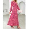 image:imageZESICA Spring Dresses for Women 2026 Long Sleeve Boho Floral V Neck Empire Waist A Line Casual Flowy Wedding Guest Maxi DressRed