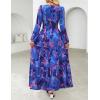 image:imageZESICA Spring Dresses for Women 2026 Long Sleeve Boho Floral V Neck Empire Waist A Line Casual Flowy Wedding Guest Maxi DressRoyalblue