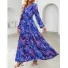 image:imageZESICA Spring Dresses for Women 2026 Long Sleeve Boho Floral V Neck Empire Waist A Line Casual Flowy Wedding Guest Maxi DressRoyalblue