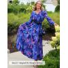 image:imageZESICA Spring Dresses for Women 2026 Long Sleeve Boho Floral V Neck Empire Waist A Line Casual Flowy Wedding Guest Maxi DressRoyalblue