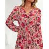 image:imageZESICA Spring Dresses for Women 2026 Long Sleeve Boho Floral V Neck Empire Waist A Line Casual Flowy Wedding Guest Maxi DressVintagepink