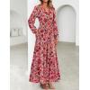 image:imageZESICA Spring Dresses for Women 2026 Long Sleeve Boho Floral V Neck Empire Waist A Line Casual Flowy Wedding Guest Maxi DressVintagepink