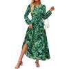 image:imageZESICA Spring Dresses for Women 2026 Long Sleeve Boho Floral V Neck Empire Waist A Line Casual Flowy Wedding Guest Maxi DressTurquoise