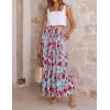 image:imageZESICA Womens 2026 Summer Bohemian Floral Printed Elastic Waist A Line Maxi Skirt with PocketsLightblue