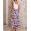 image:imageZESICA Womens 2026 Summer Bohemian Floral Printed Elastic Waist A Line Maxi Skirt with PocketsLightblue