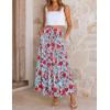 image:imageZESICA Womens 2026 Summer Bohemian Floral Printed Elastic Waist A Line Maxi Skirt with PocketsLightblue