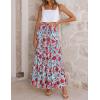 image:imageZESICA Womens 2026 Summer Bohemian Floral Printed Elastic Waist A Line Maxi Skirt with PocketsLightblue
