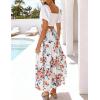 image:imageZESICA Womens 2026 Summer Bohemian Floral Printed Elastic Waist A Line Maxi Skirt with PocketsNewwhite