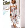 image:imageZESICA Womens 2026 Summer Bohemian Floral Printed Elastic Waist A Line Maxi Skirt with PocketsNewwhite
