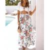image:imageZESICA Womens 2026 Summer Bohemian Floral Printed Elastic Waist A Line Maxi Skirt with PocketsNewwhite