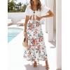 image:imageZESICA Womens 2026 Summer Bohemian Floral Printed Elastic Waist A Line Maxi Skirt with PocketsNewwhite