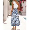 image:imageZESICA Womens 2026 Summer Bohemian Floral Printed Elastic Waist A Line Maxi Skirt with PocketsVintageblue
