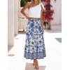 image:imageZESICA Womens 2026 Summer Bohemian Floral Printed Elastic Waist A Line Maxi Skirt with PocketsVintageblue