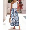 image:imageZESICA Womens 2026 Summer Bohemian Floral Printed Elastic Waist A Line Maxi Skirt with PocketsVintageblue