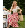 image:imageZESICA Womens 2026 Summer Bohemian Floral Printed Elastic Waist A Line Maxi Skirt with PocketsVintagepink