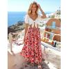 image:imageZESICA Womens 2026 Summer Bohemian Floral Printed Elastic Waist A Line Maxi Skirt with PocketsVintagepink