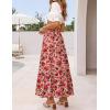 image:imageZESICA Womens 2026 Summer Bohemian Floral Printed Elastic Waist A Line Maxi Skirt with PocketsVintagepink
