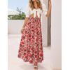 image:imageZESICA Womens 2026 Summer Bohemian Floral Printed Elastic Waist A Line Maxi Skirt with PocketsVintagepink