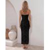 image:imageZESICA Womens 2026 Summer Floral Strapless Maxi Dress Bodycon Side Slit Mesh Formal Cocktail Party Wedding Guest Long DressesFloral Black