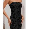 image:imageZESICA Womens 2026 Summer Floral Strapless Maxi Dress Bodycon Side Slit Mesh Formal Cocktail Party Wedding Guest Long DressesFloral Black