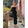 image:imageZESICA Womens 2026 Summer Floral Strapless Maxi Dress Bodycon Side Slit Mesh Formal Cocktail Party Wedding Guest Long DressesFloral Black