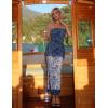 image:imageZESICA Womens 2026 Summer Floral Strapless Maxi Dress Bodycon Side Slit Mesh Formal Cocktail Party Wedding Guest Long DressesGrey Blue