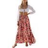 image:imageZESICA Womens 2026 Summer Bohemian Floral Printed Elastic Waist A Line Maxi Skirt with PocketsVintagepink