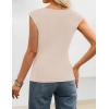 image:imageZESICA Womens Boat Neck Cap Sleeve Tops Dressy Casual Peplum Shirts 2026 Summer Tunic Blouses Fashion Trendy ClothesApricot