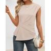 image:imageZESICA Womens Boat Neck Cap Sleeve Tops Dressy Casual Peplum Shirts 2026 Summer Tunic Blouses Fashion Trendy ClothesApricot