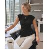 image:imageZESICA Womens Boat Neck Cap Sleeve Tops Dressy Casual Peplum Shirts 2026 Summer Tunic Blouses Fashion Trendy ClothesBlack