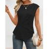 image:imageZESICA Womens Boat Neck Cap Sleeve Tops Dressy Casual Peplum Shirts 2026 Summer Tunic Blouses Fashion Trendy ClothesBlack