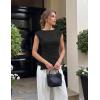 image:imageZESICA Womens Boat Neck Cap Sleeve Tops Dressy Casual Peplum Shirts 2026 Summer Tunic Blouses Fashion Trendy ClothesBlack