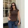 image:imageZESICA Womens Boat Neck Cap Sleeve Tops Dressy Casual Peplum Shirts 2026 Summer Tunic Blouses Fashion Trendy ClothesBrown