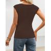 image:imageZESICA Womens Boat Neck Cap Sleeve Tops Dressy Casual Peplum Shirts 2026 Summer Tunic Blouses Fashion Trendy ClothesBrown