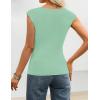 image:imageZESICA Womens Boat Neck Cap Sleeve Tops Dressy Casual Peplum Shirts 2026 Summer Tunic Blouses Fashion Trendy ClothesLightgreen