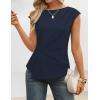 image:imageZESICA Womens Boat Neck Cap Sleeve Tops Dressy Casual Peplum Shirts 2026 Summer Tunic Blouses Fashion Trendy ClothesNavy