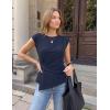 image:imageZESICA Womens Boat Neck Cap Sleeve Tops Dressy Casual Peplum Shirts 2026 Summer Tunic Blouses Fashion Trendy ClothesNavy