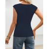 image:imageZESICA Womens Boat Neck Cap Sleeve Tops Dressy Casual Peplum Shirts 2026 Summer Tunic Blouses Fashion Trendy ClothesNavy