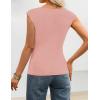 image:imageZESICA Womens Boat Neck Cap Sleeve Tops Dressy Casual Peplum Shirts 2026 Summer Tunic Blouses Fashion Trendy ClothesPink