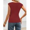 image:imageZESICA Womens Boat Neck Cap Sleeve Tops Dressy Casual Peplum Shirts 2026 Summer Tunic Blouses Fashion Trendy ClothesRed
