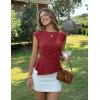 image:imageZESICA Womens Boat Neck Cap Sleeve Tops Dressy Casual Peplum Shirts 2026 Summer Tunic Blouses Fashion Trendy ClothesRed