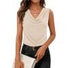 image:imageZESICA Womens Cowl Neck Business Casual Tank Tops 2026 Summer Sleeveless Knit Shirts Work Dressy BlousesApricot
