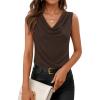 image:imageZESICA Womens Cowl Neck Business Casual Tank Tops 2026 Summer Sleeveless Knit Shirts Work Dressy BlousesBrown