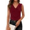 image:imageZESICA Womens Cowl Neck Business Casual Tank Tops 2026 Summer Sleeveless Knit Shirts Work Dressy BlousesWine