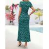 image:imageZESICA Womens Summer Floral Bodycon Long Dress Ruched Mesh Beach Vacation Formal Cocktail Party Wedding Guest Maxi DressesGeometric