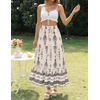 image:imageZESICA Womens 2026 Summer Bohemian Floral Printed Elastic Waist A Line Maxi Skirt with PocketsApricot