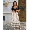image:imageZESICA Womens 2026 Summer Bohemian Floral Printed Elastic Waist A Line Maxi Skirt with PocketsApricot