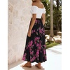image:imageZESICA Womens 2026 Summer Bohemian Floral Printed Elastic Waist A Line Maxi Skirt with PocketsBlackrose